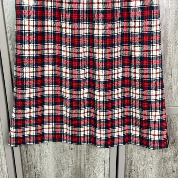 Vintage 70's Pendleton Tartan Red 100% Wool Maxi Skirt Women's 16 - Picture 3 of 14